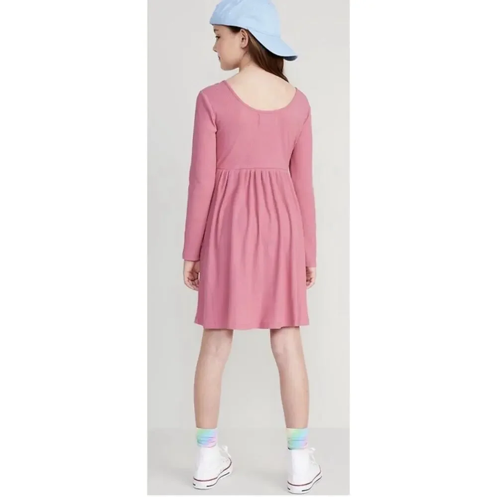 OLD NAVY Fit & Flare Long-Sleeve Ribbed Dress - Girls L 10-12 NWT